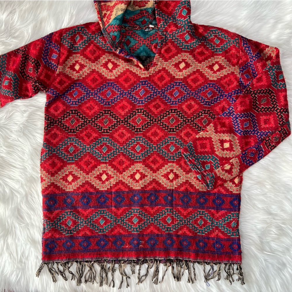 100%‎ Wool Tassel Hooded Sweater